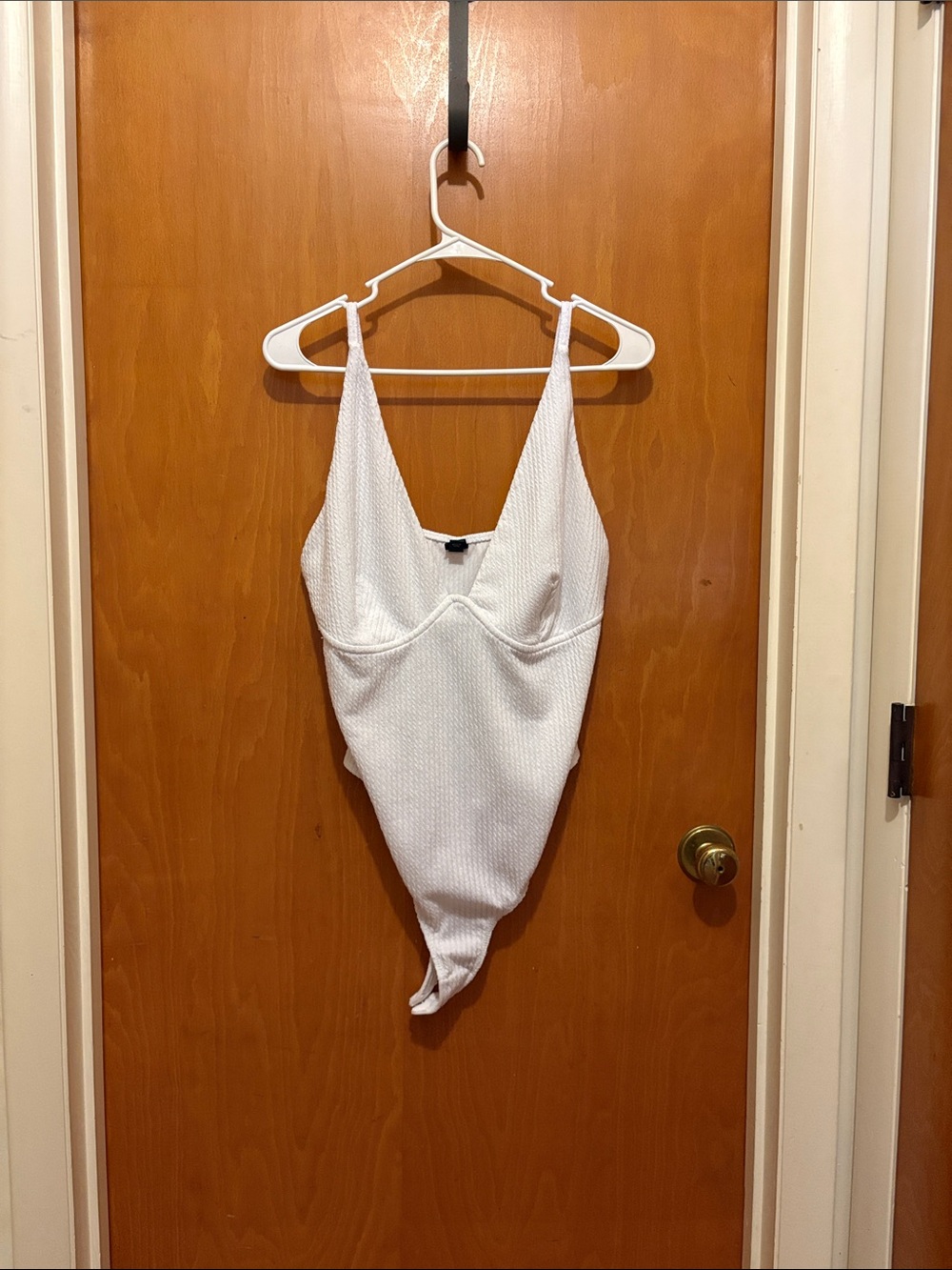 wild fable White Ribbed V-Neck Bodysuit